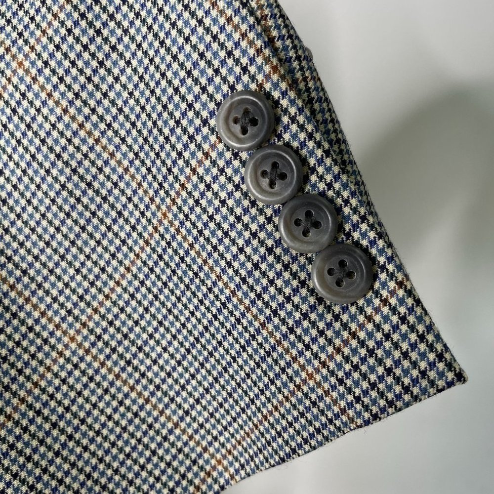 BURBERRY Men's Grey Blue Plaid Pattern Kensington Wool Blazer Jacket Size 48 Reg - Picture 7 of 8
